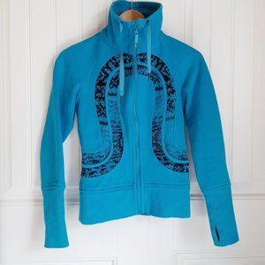 Lululemon Blue Full Zip Fitted Funnel Neck Jacket